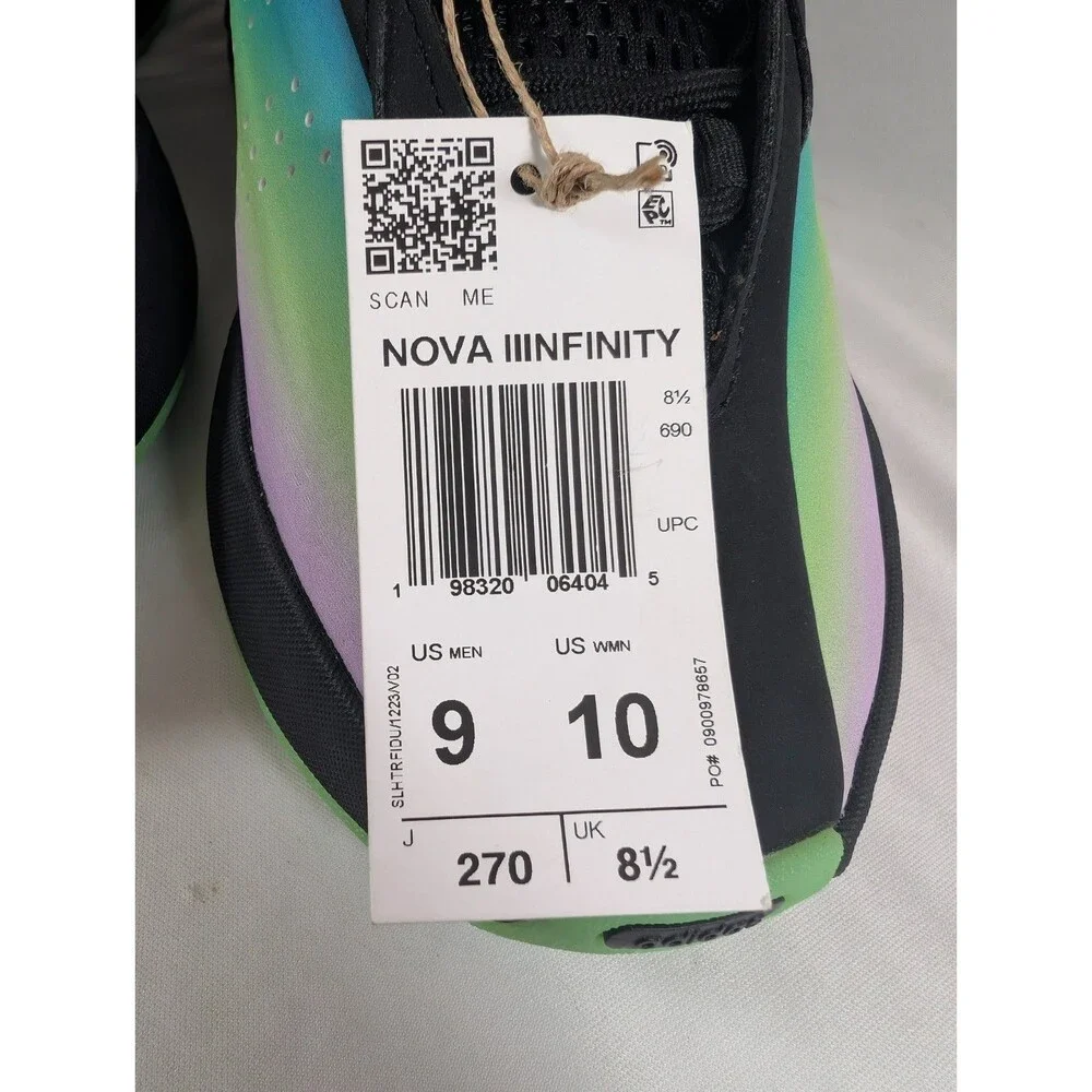 adidas Nova IIInfinity JR7601 Men’s 9 Black Lime Burst Pure Teal Sneakers NWT